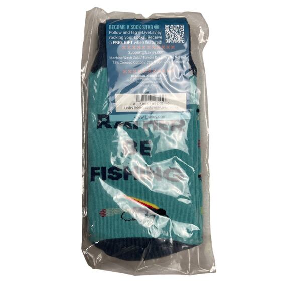 Lavley One Size Fits Most NWT Blue Socks That Speak From The Sole - Picture 2 of 4